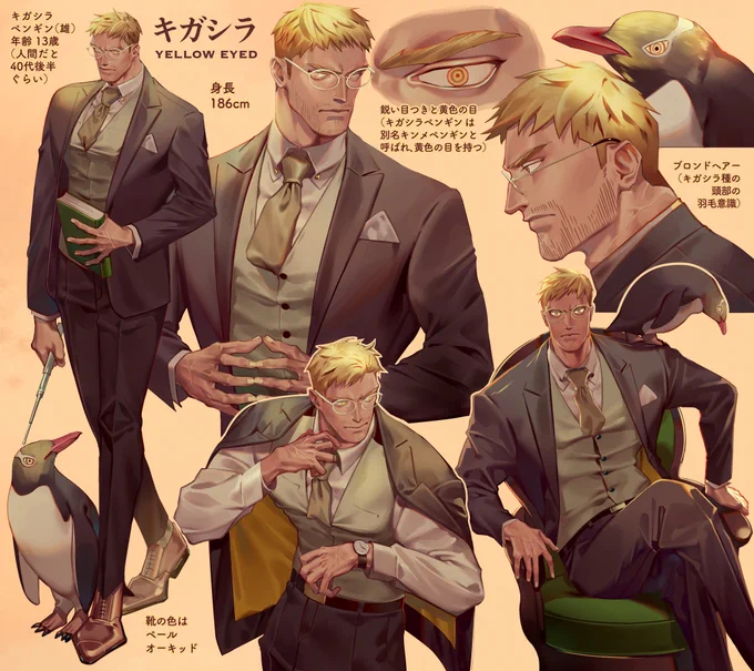 ペンギン擬人化
キガシラ、フェアリー、ハネジロのこと 