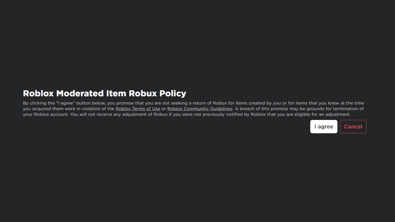Bloxy News on X: If you have ever purchased an avatar item that is no longer available on Roblox, you may have seen this message in your Inbox. By clicking I agree