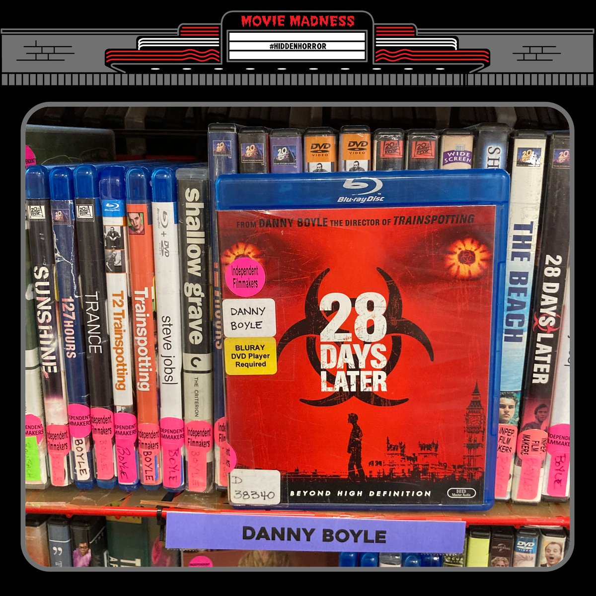 MovieMadnessPDX's tweet photo. Movie Madness is famous for its Horror section, but there are some great scary movies sprinkled throughout the rest of the store that we’d like to highlight with #HiddenHorror! First up, head to Danny Boyle’s shelf in the Indie Director section and check out 2002’s 28 DAYS LATER. https://t.co/0IezimnbL7