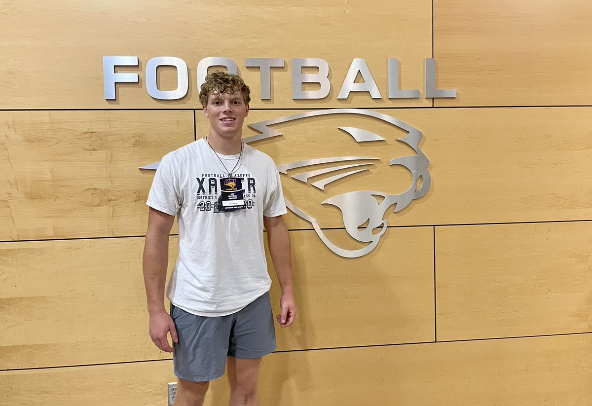 grantreasner's tweet photo. I had a great time at the game day visit today! Thank you @RyanClanton for the invite! @CoachDJVokolek @BrycePaup @Coach_Brookins @UNIFootball #UNIFIGHT #SRT22 https://t.co/xNPisvAtoh