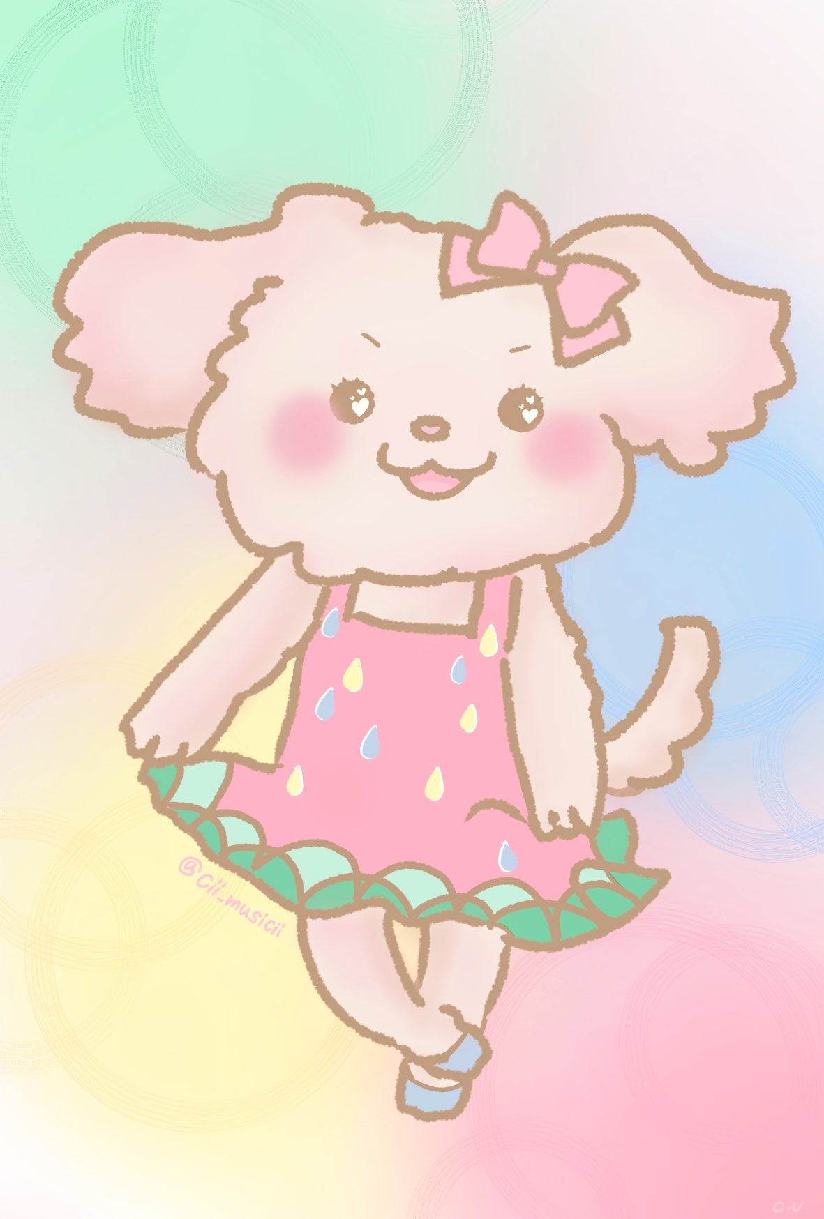 Chiharu U トイプーが ぷりぷりとお散歩していた 無償に愛おしく感じた 特に意味は無い 絵 イラスト 犬 トイプードル モフモフ ぶりっ子 いちご ワンピース服 T Co Qncxslsavo Twitter