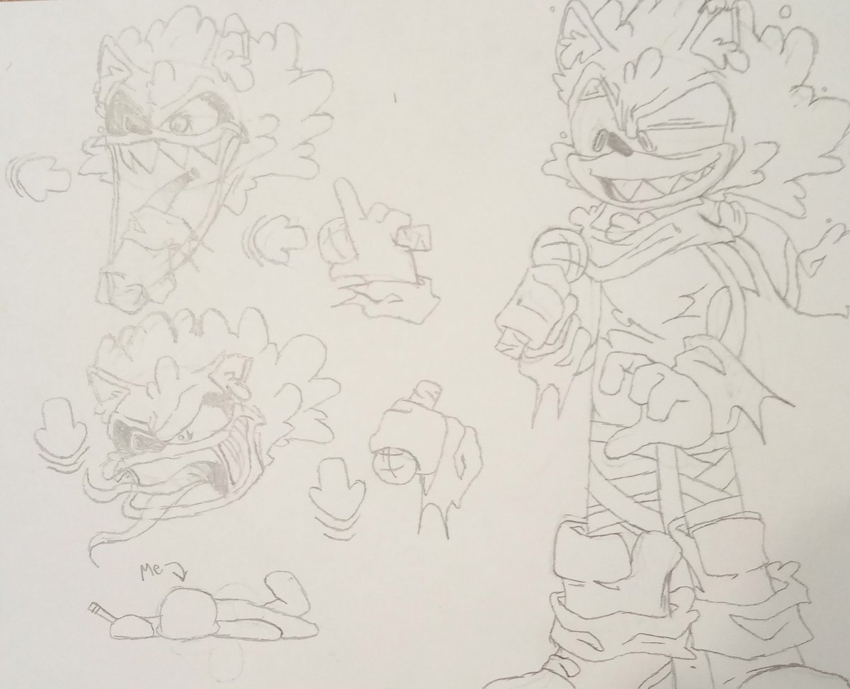 SonicOverall's tweet photo. //Here is the REDRAW Of the original concept (I'll post the old one later probably) And yeah I only did two different head and microphone hand poses but that's mostly because paper has a limit. https://t.co/C1mjrKSDya