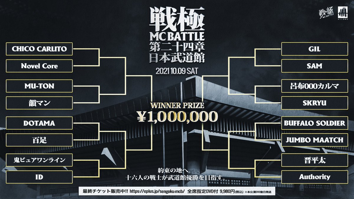戦極MCBATTLE第24章日本武道館 2021年10月9日（土） 15時開場 / 16時