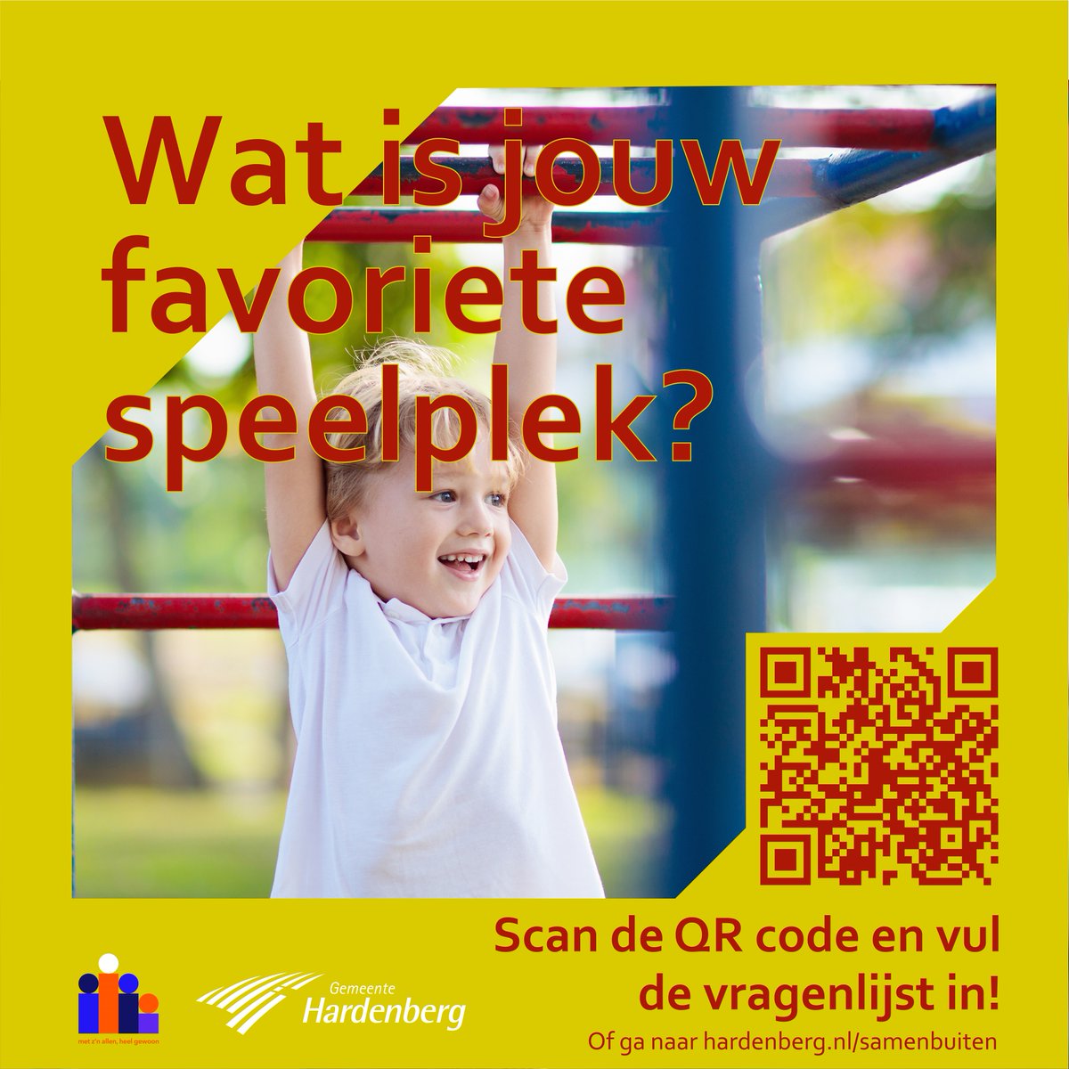 Samen buiten spelen is niet alleen leuk, maar ook heel goed voor de gezondheid en het welzijn van kinderen en jongeren. Help mee om het buiten spelen en afspreken nog leuker te maken voor onze kids en vul de vragenlijst in! 👉 hardenberg.nl/samenbuiten
#SamenBuiten