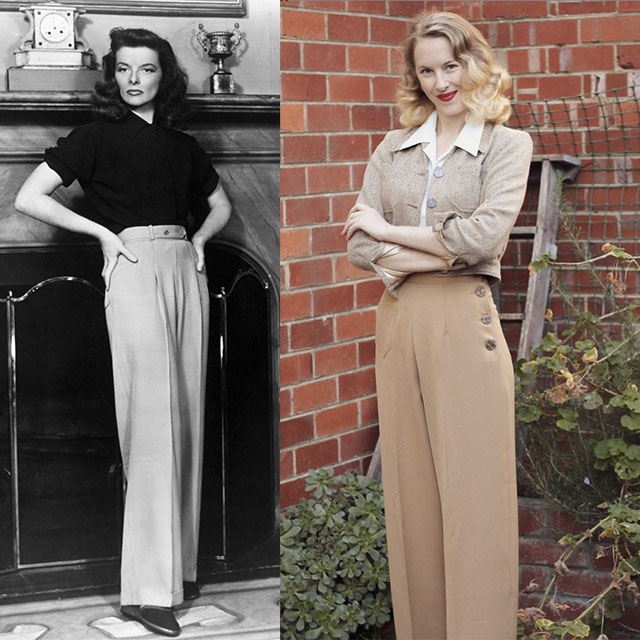 Vivien of Holloway on X: Our signature 1940s Katharine Trousers have been  a real favourite with you for years. They're also available in a few  different denim colours. @brightonbacall Made in London