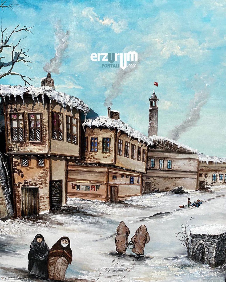 Güne tablolara yansıyan ‘Erzurum’da Kış’ çalışması ile merhaba diyelim… 

#erzurum #kış 

Not: Edindiğimiz bilgiye göre tablo, Erzurum ESMEK'te Ayşe Küçükdemir tarafından yapılmıştır.