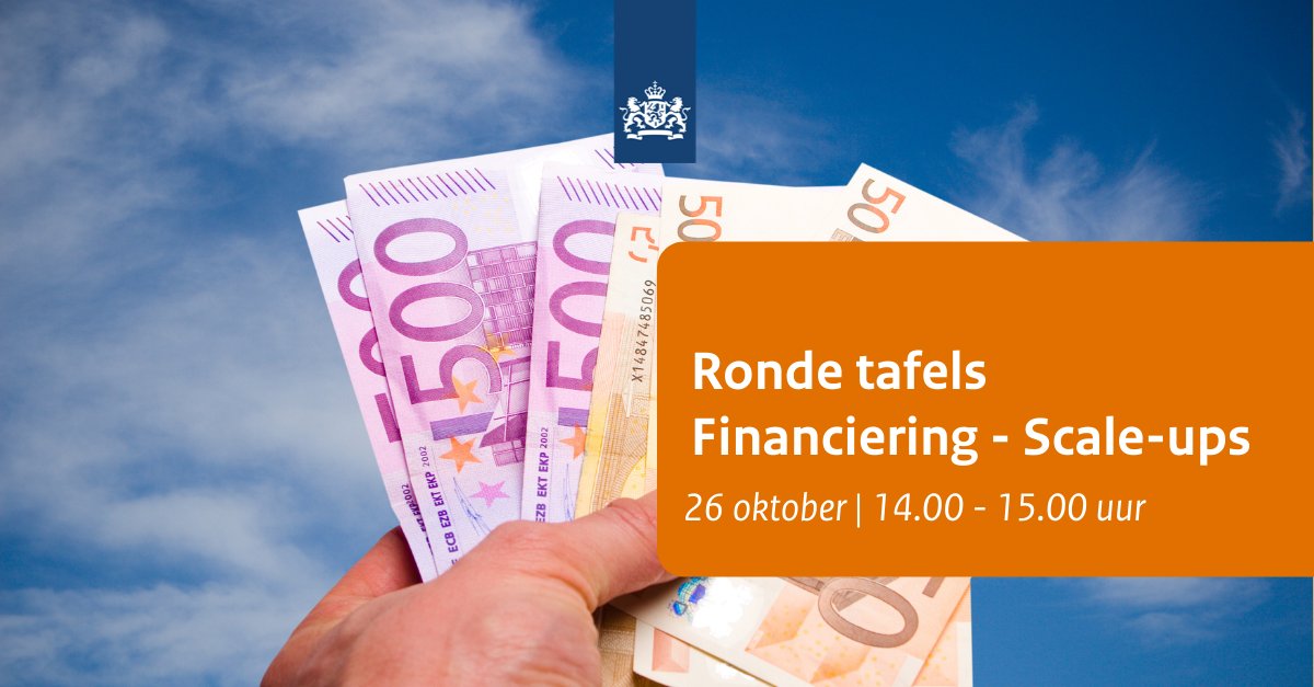 Een #innovatie met succes ontwikkelen en opschalen? Daarvoor heb je de juiste #financiers nodig. 💰 Schuif digitaal aan bij een Ronde tafel over dit onderwerp, praat mee en stel jouw vragen! Zien wij jou 26 oktober? bit.ly/3l4oYPo #RondeTafelsFinanciering #scaleups