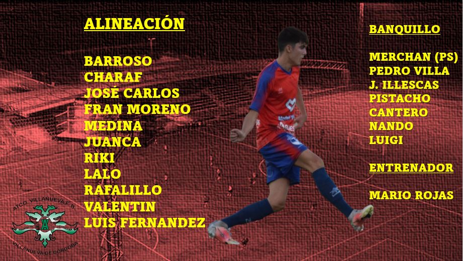 En apenas 30 minutos arranca el <a href="/atco_villanueva/">Atco Villanueva de Cordoba F.B.</a>- Rvo Belmezano!! 
La principal novedad es la entrada en el once de Valentín!!