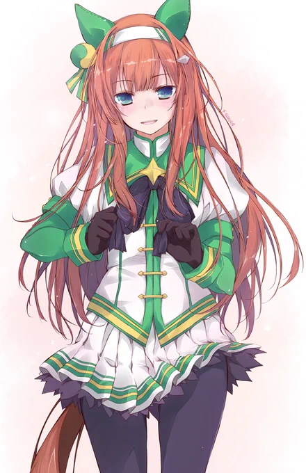 初めての勝負服が嬉しくてトレーナーに見せにきたスズカさん。(*'¬`*) 