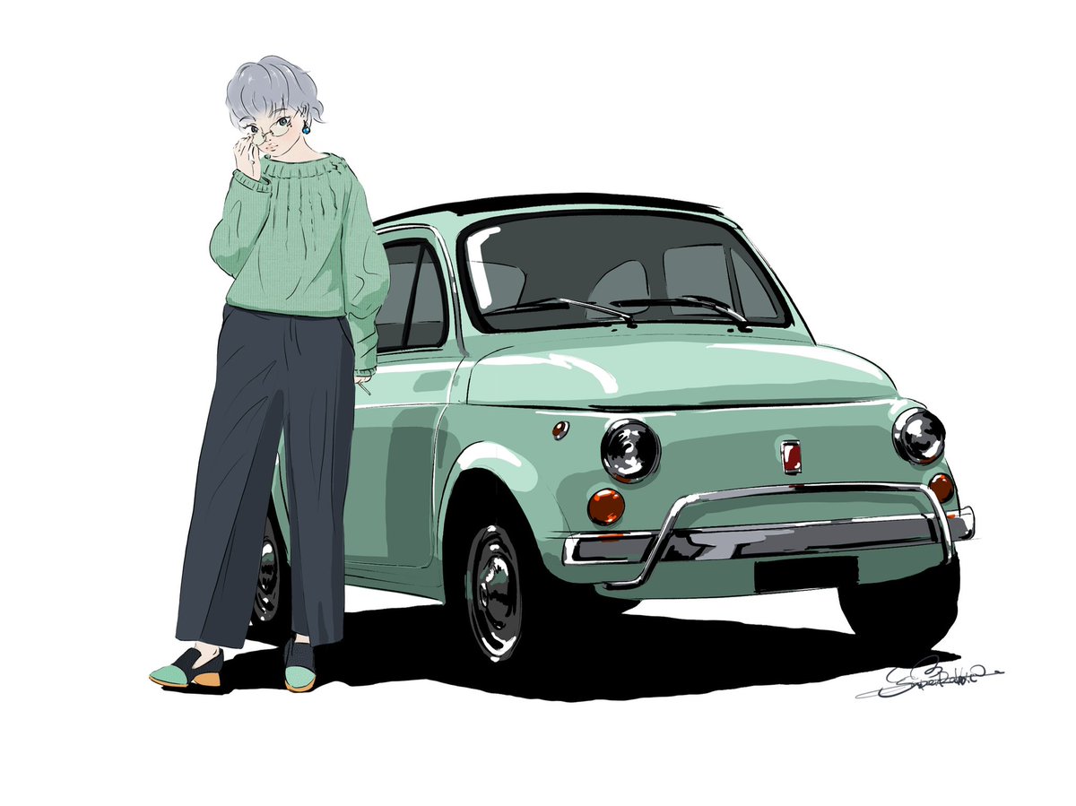 「FIAT 500 」|っ-ꪔ̤̫𝘚𝘜𝘗𝘌𝘙𝘙𝘈𝘉𝘉𝘐𝘛のイラスト