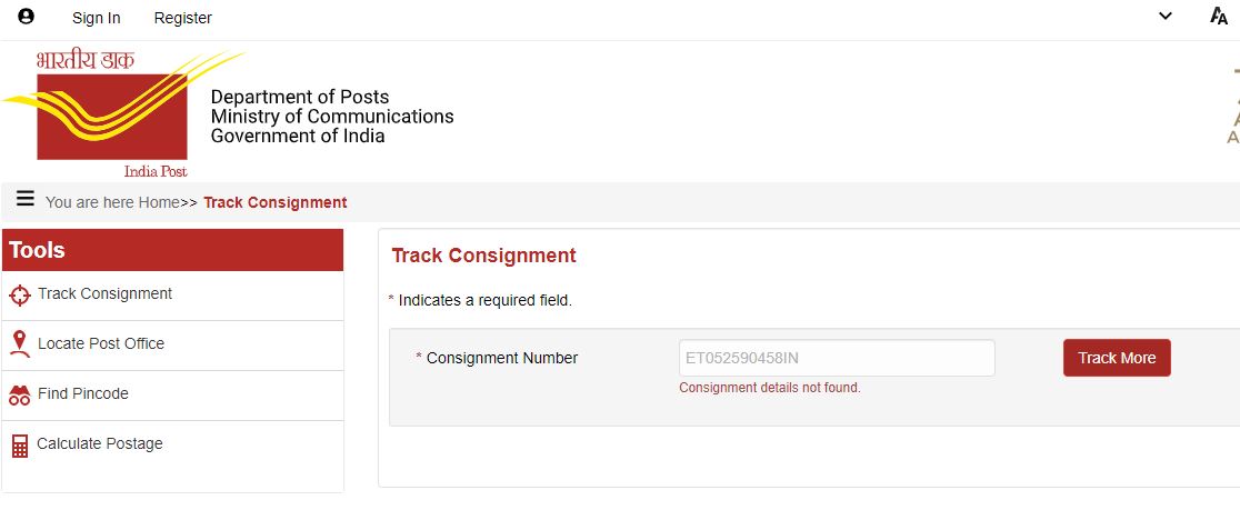 opjha's tweet photo. @IndiaPostOffice @pib_comm I was able to track my parcel until 3 days back, but now its showing "Consignment details not found". Please let us know the update and correct the tracking. Tracking id is ET052590458IN

#Indiapost #Urgent https://t.co/a0hnuwckDX