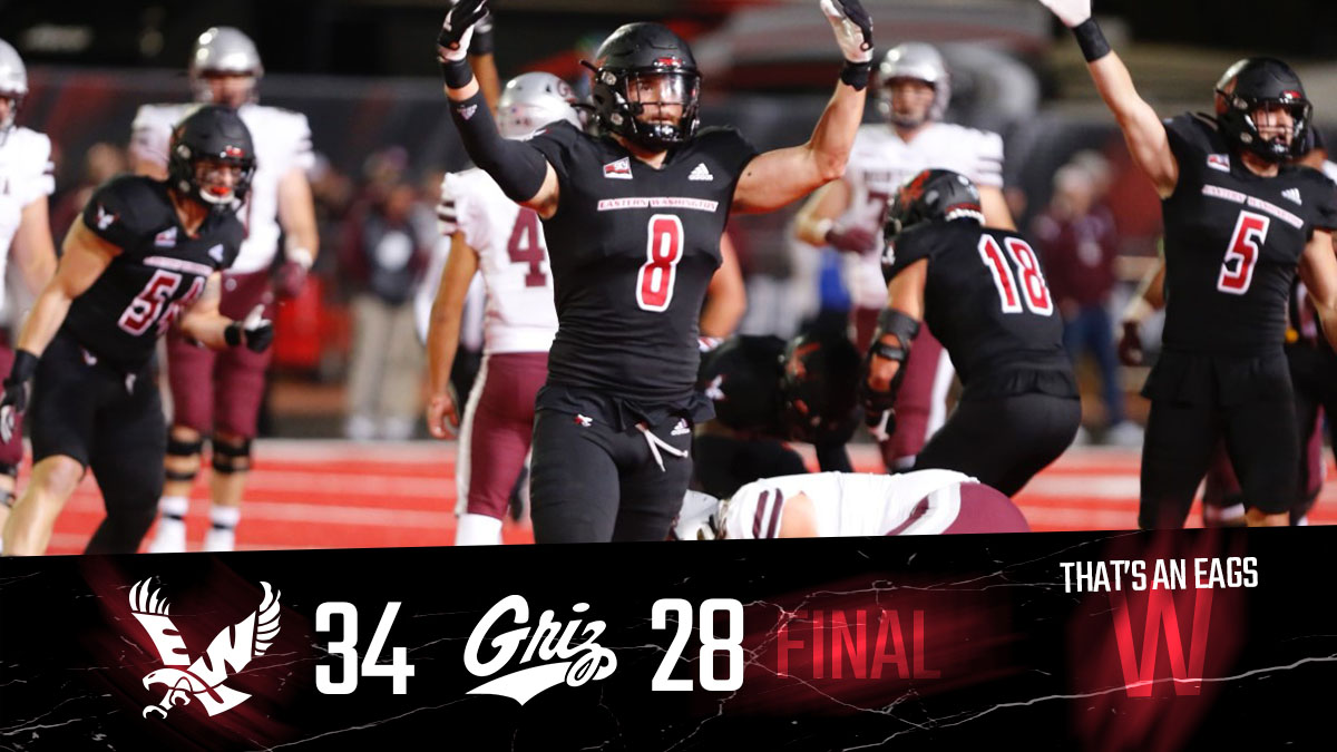 RED PROTECTED!

No. 6 Eastern Washington mounts a fourth quarter comeback over No. 4 Montana for the 19th-straight win at Roos Field!

#GoEags #ProtectTheRed