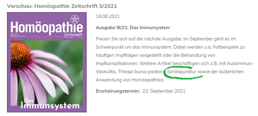 similapunktur's tweet photo. In der nächsten Homöopathie-Zeitschrift erscheint mein Artikel über die #Similapunktur, eine Kombination aus #Homöopathie, #Akupunktur und anderen modernen u. trad. komplementären Verfahren. https://t.co/SyfzvKgc0N