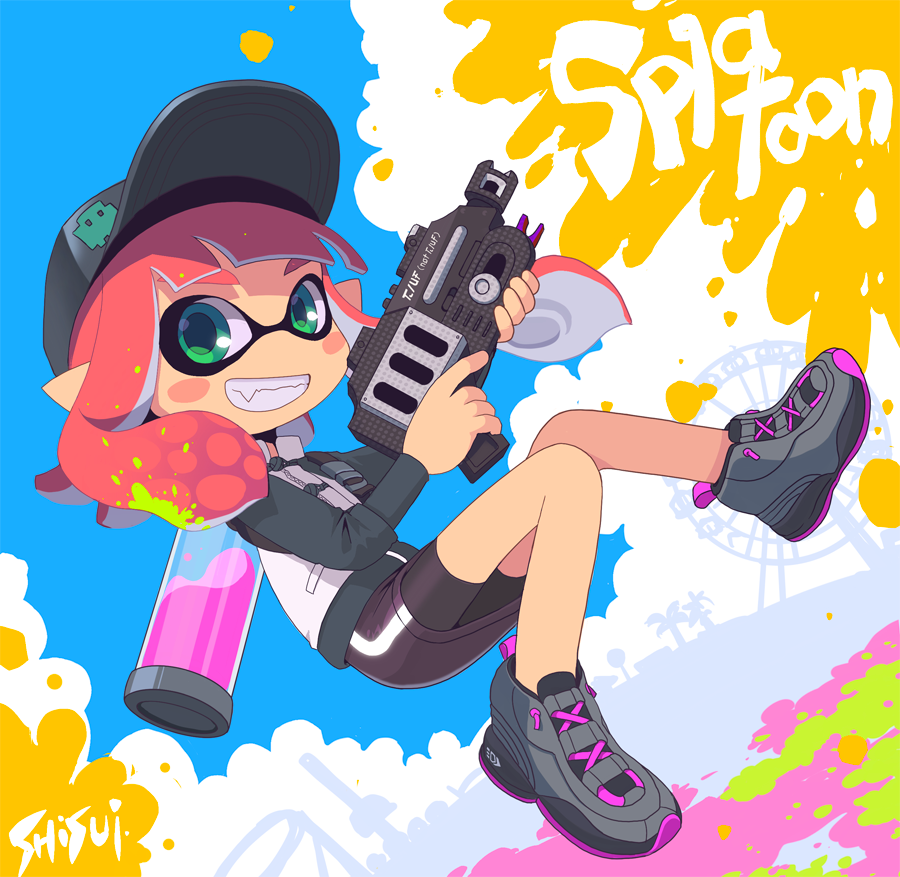 インクリング ,イカガール(スプラトゥーン) 「お絵描きイカちゃん。スプラは世界観やキャラが好きで描きたかったんだけど、いざ描こ」|しすいのイラスト
