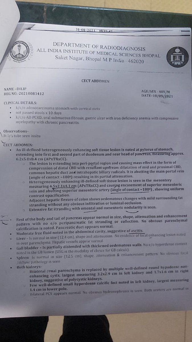 pathakrashmip's tweet photo. Need monetary help!! @SonuSood @Vishallama20  @ImShriAkshay @swapnilgharote   
I am supporting a patient family who is in need of monetary help for the patients Cancer Treatment.
Patient Name- Dilip Singh Bikawat
Current Hospital-Jawahar Cancer Bhopal ..Attaching medical history. https://t.co/94KvexSlhR