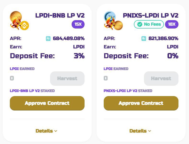 LPDiToken's tweet image. We are proud to announce our part New Strong Partnership🎉

⛳️ Farming Pools 

✅ $PNIXS-$LPDi LP v2, Reward x15
✅ $PNIX-$LPDi LP v2, Reward x18
✅ $LPDi-$BNB LP v2, Reward x18

Available from: 14PM 03/10 UTC

Earn PNIX/PNIXS Rewards on⬇️
PhoenixDefiSwap.com