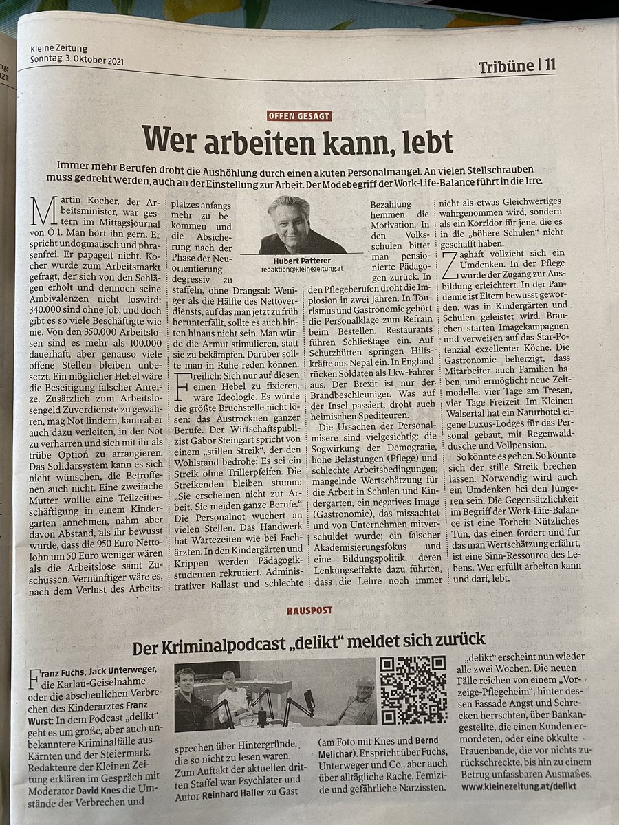 Danke an Huber Patterer für diese Bestandsaufnahme! #zukunft