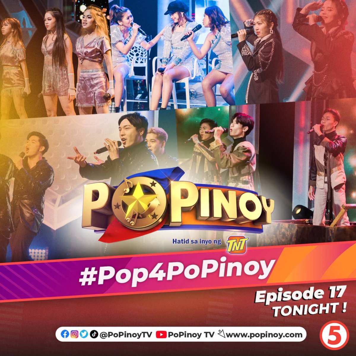PoPinoyTV's tweet photo. Song of Our Lives part two + DOUBLE ELIMINATION! Abangan tonight, 7PM sa TV5!

Visit our YouTube Channel: https://t.co/FjiqiB6FxR for more behind the scene videos. Nood na!

#Pop4PoPinoy #PoPinoyTV5 #TNTPoPinoy #IBAsa5 #PopDreamers #Aisle #H3RA #Yara #FullOut #JDAR #PPop #OPM https://t.co/NLHVcTKU9a