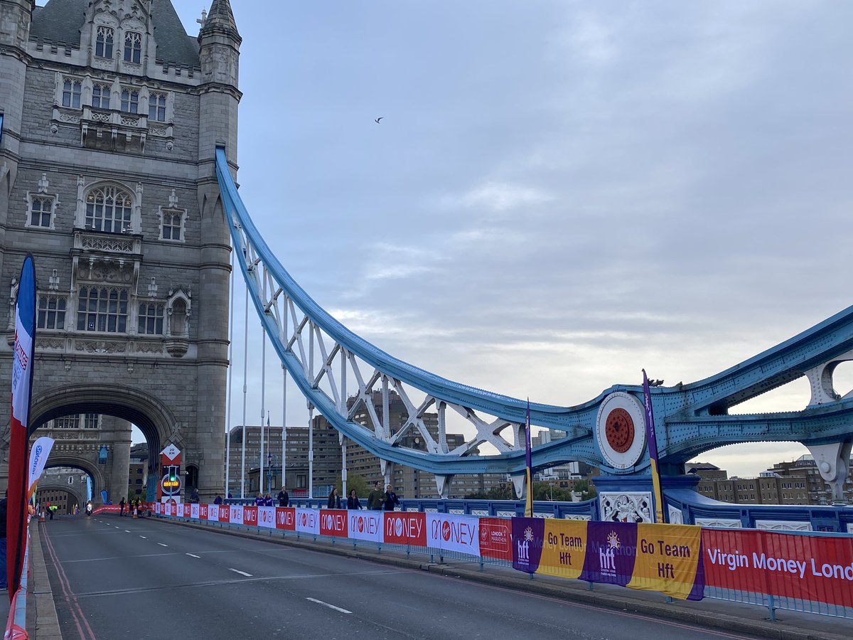 Hftonline's tweet photo. Best of luck to all of our incredible @LondonMarathon team today. Weβre ready on Tower Bridge to give our team the biggest cheers π π
Remember every mile is supporting adults with learning disabilities and autism. You are all #TeamHft superstars βοΈβοΈβοΈ https://t.co/SmVzgEYuOv