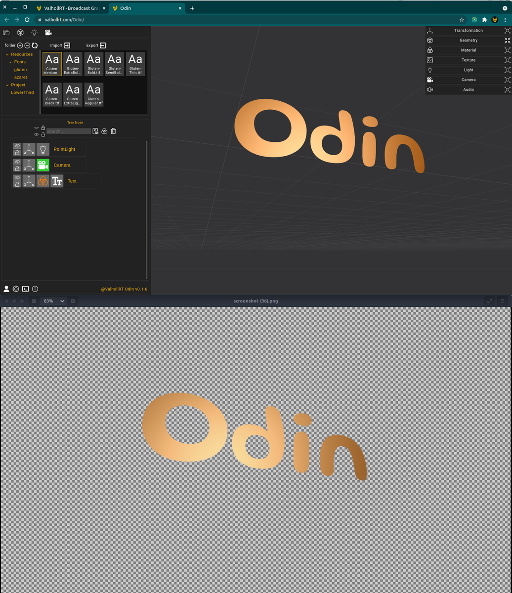 Sparanzza's tweet image. Have you seen that? Now you can export to png your scenes on @Valhollrt #Odin 0.1.6 #Opensource #Broadcast #LowerThird