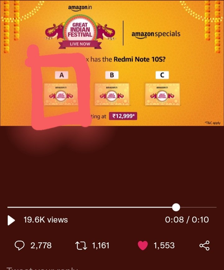 MoshatNomita's tweet photo. @amazonIN Box A has  the  Redmi Note 10S

#AmazonGreatIndianFestival  #RedmiNote10SOnAmazon 
@amazonIN
Join 
@MunmunD77420711 
@dadofbonhisha 
@toposant55 
@Im_ArupDas 
@NandiSukta https://t.co/tlmxZDZXzu
