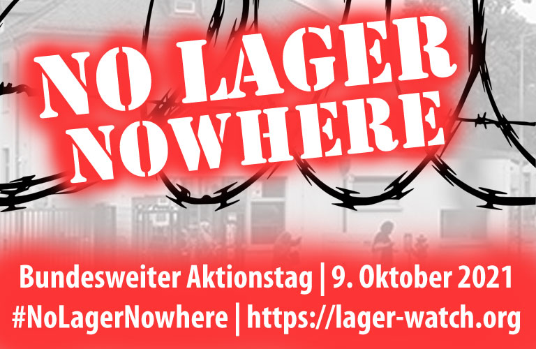 Mit dem Netzwerk Lager-Watch rufen wir zum Aktionstag #NoLagerNowhere am 9. Oktober auf! Das Recht auf Wohnen ist ein #Menschenrecht. #Lager aber bedeuten rassistische Gewalt, Entrechtung, Verwaltung, Isolation und Ausgrenzung! Deshalb: #ShutDownAllCamps & #ShutDownBlankenburg !B