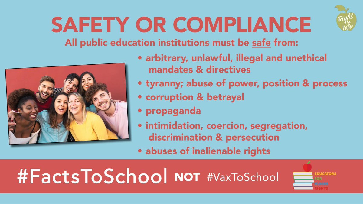 EducatorsHuman's tweet photo. #FactsToSchool NOT #VaxToSchool 
Well worth the watch below of #ethicalexperts who critique the #indoctrination of @19ToZero. #CoercionIsNotConsent #SaveOurYouth #DemandTheData #NoMedicalApartheid #OntEd #onpoli 
@LibertyCCanada @Julie12603190 @children_canada @VaccineChoiceCA https://t.co/JrUFjaItta