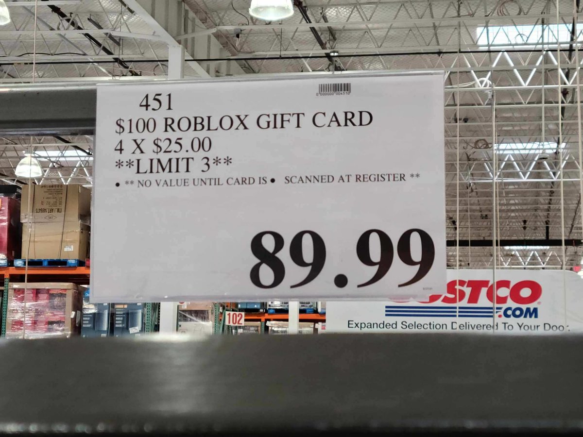 Costco Members: $100 Roblox Game Card (4x $25)