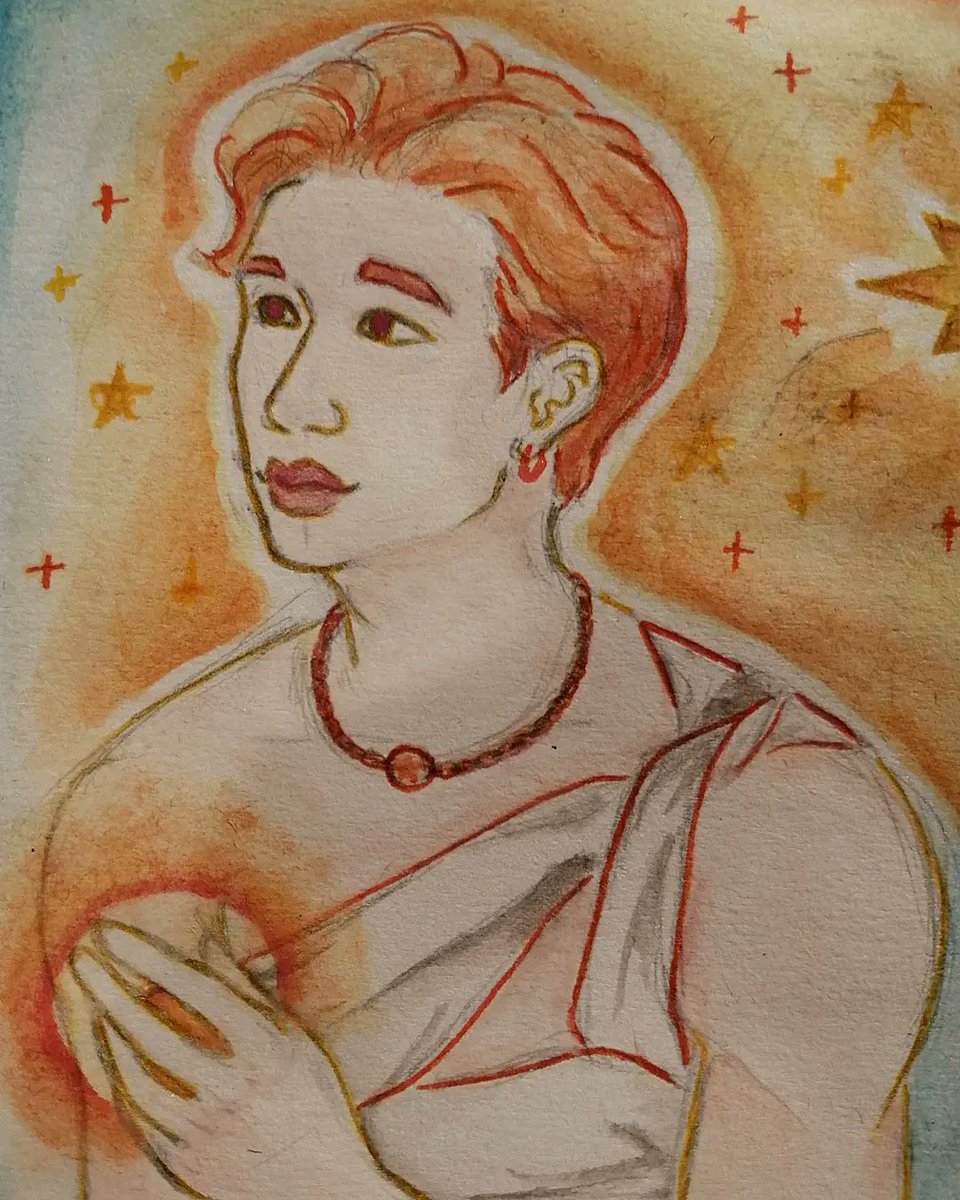 lysinger_art's tweet photo. #cursedrelics2021 day 3 : cards
bang chan as the star

Happy Birthday Chan~☆

#cursedrelics #tarot #star 
#HappyBangChanDay
#못하는걸_못하는_천리방생일
#StrayKids #스트레이키즈
#방찬 #BangChan #TripleThreatBangChan https://t.co/S6o9NfLvAq