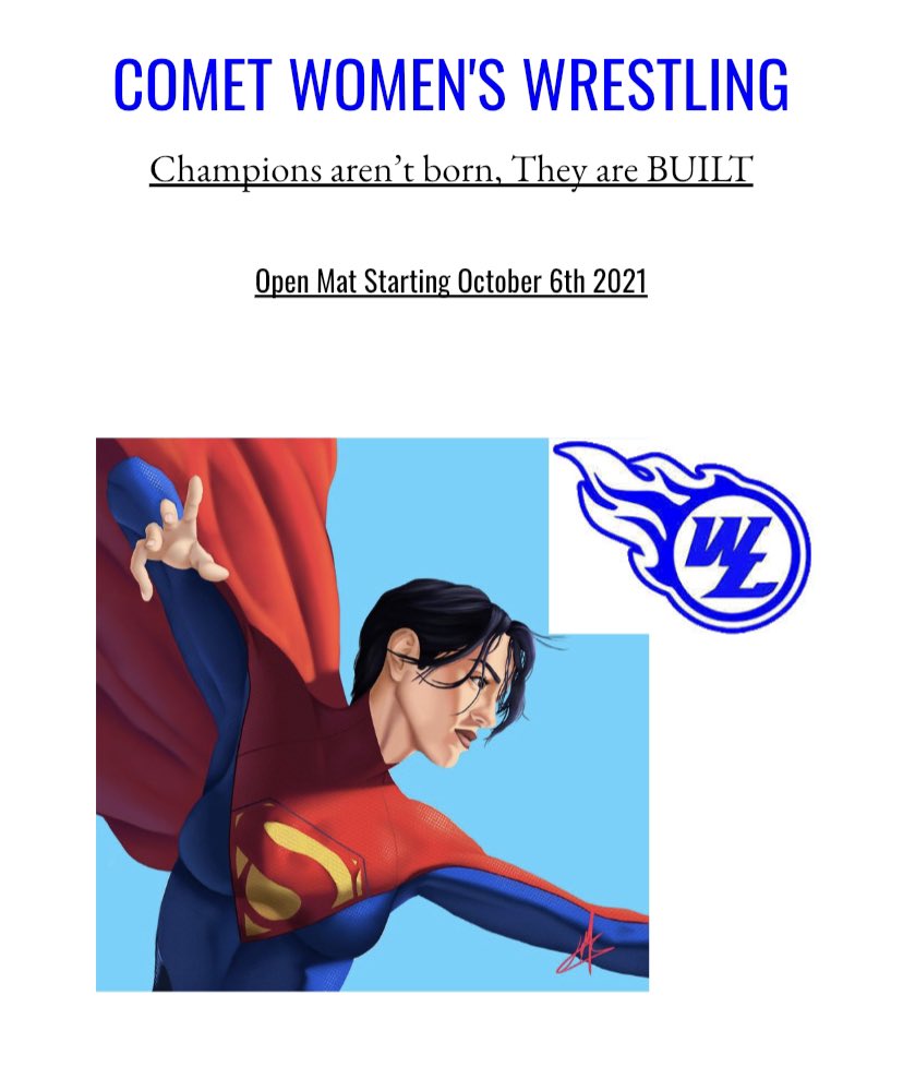 We are pleased to announce West Liberty’s first Girls High School Wrestling coach, Samatha Sebolt!  Samantha comes from a family of wrestlers and has been around the sport her whole life. This is her 2nd year as a coach.  She will begin open mats on Wednesdays at 6pm.  Go Comets!