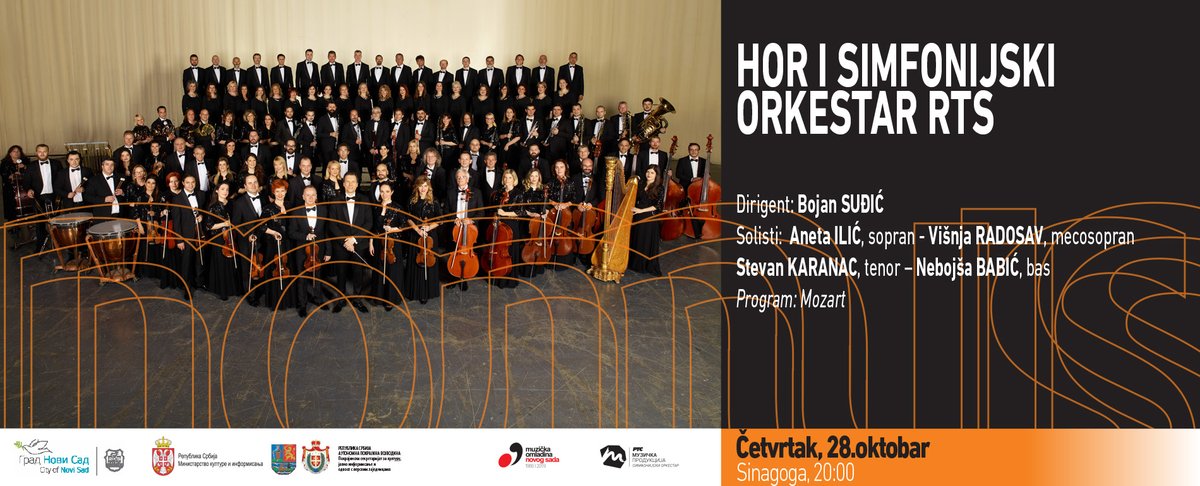 SVEČANO ZATVARANJE
Sreda, 28. oktobar
Sinagoga
20:00

SIMFONIJSKI ORKESTAR I HOR RADIO TELEVIZIJE SRBIJE
Dirigent: Bojan SUDJIĆ
Solisti: Aneta ILIĆ - Višnja RADOSAV - Stevan KARANAC - Nebojša BABIĆ

P r o g r a m: 
W. A. MOZART: 
Rekvijem d-moll, KV 626