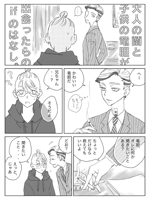 もしもの話のマンガ。
大人の蘭のとこに子どもの竜胆が来ちゃったという唐突な設定です。 