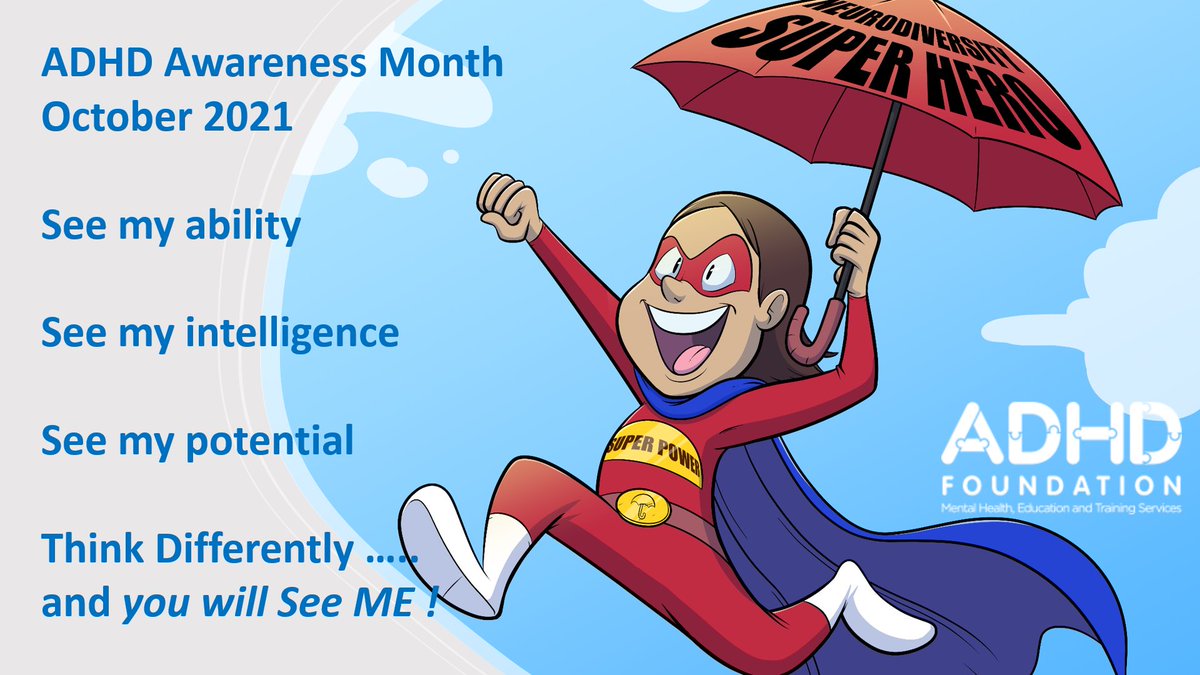 ADHD Awareness Month October 2021 - Changing Perceptions of ADHD. See the ability☂️See the intelligence ☂️ See the potential☂️ Think Differently and See Me ! #Neurodiversity #ADHD #ADHDAwarenessMonth <a href="/NCWeek/">Neurodiversity Celebration Week</a> <a href="/sencochat/">SENCO Chat Network</a> <a href="/profamandakirby/">Amanda Kirby</a> <a href="/SpcialNdsJungle/">Special Needs Jungle</a> <a href="/gtcs/">The General Teaching Council for Scotland</a> <a href="/ChildreninWales/">Children in Wales</a>