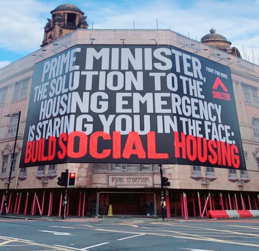 Chris_Wood0's tweet photo. Dear @Conservatives, we've got a message waiting for you as you arrive in Manchester for Conservative party conference. You've done it before, you can do it again. #BuildSocialHousing #CPC21 @Shelter https://t.co/hNspOzFFII