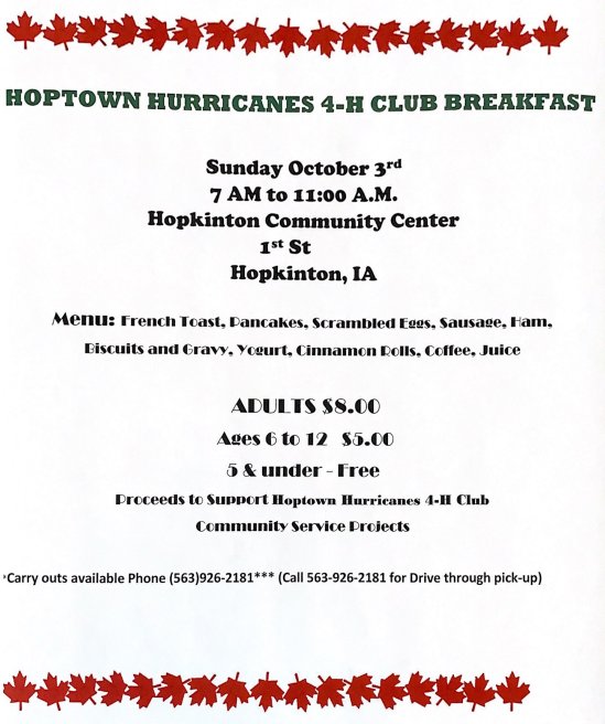 Delco4H's tweet photo. Kicking off 4-H Week is the Hoptown Hurricanes 4-H Club Breakfast! 🍀 Don't miss out on this delicious breakfast this morning 😋 #delco4h https://t.co/FZeV0b45IV