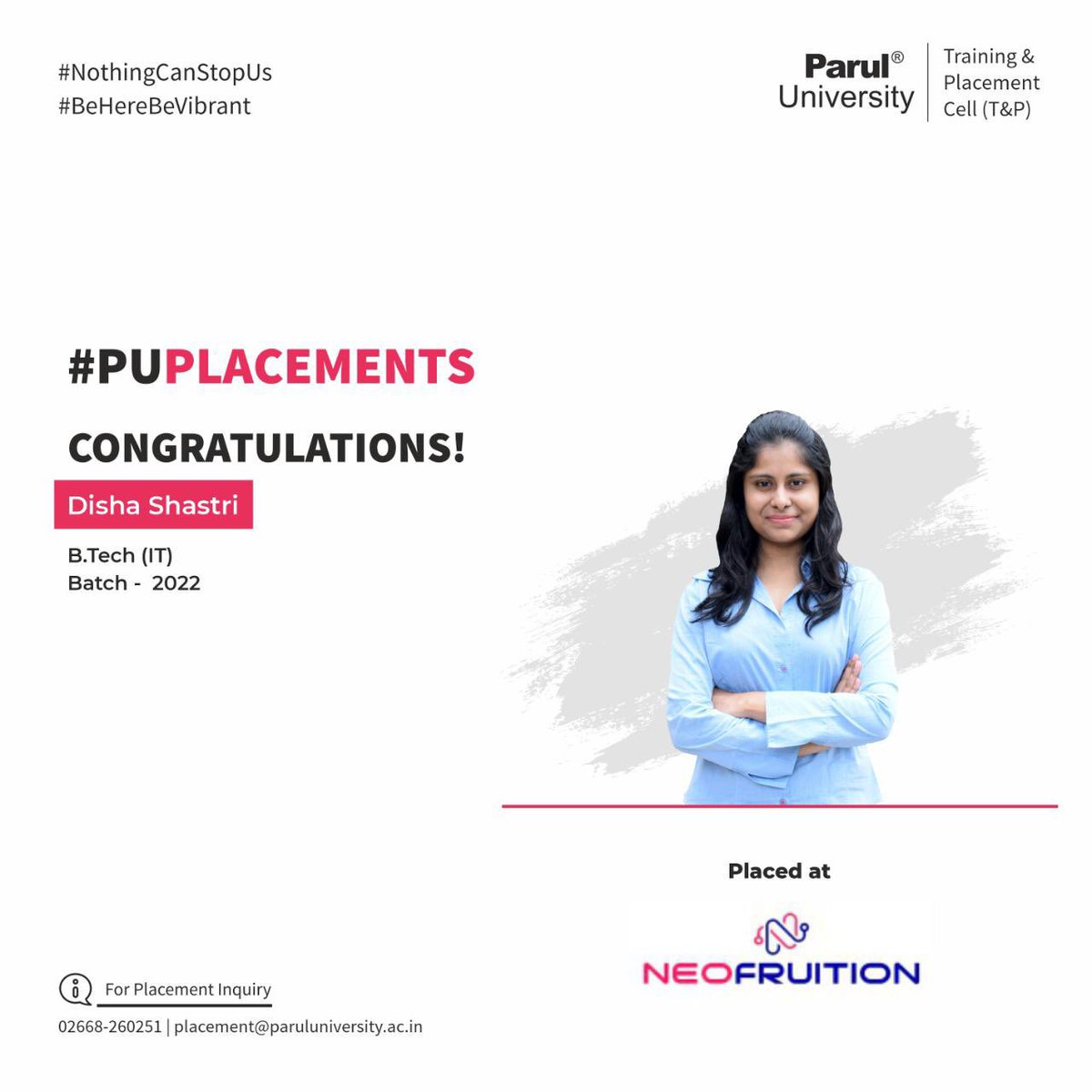 drdevanshupatel's tweet photo. #PUPlacements #ParulUniversity #RishabhSoftware #Neofruition #InfosenseGlobal #Biomatrix #2022Batch #Btech #IT #CSE #MSc #Chemistry We would like to extend our gratitude to the entire teams of Rishabh Software, Neofruition Technosol Pvt. Ltd. , Infosenseglobal Inc. and Biomatrix https://t.co/NcongNPaAG