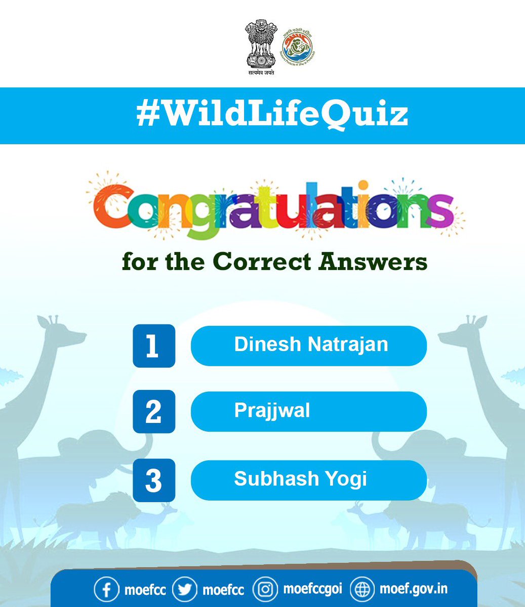 Here are our winners for the 1st round of #WildLifeQuiz