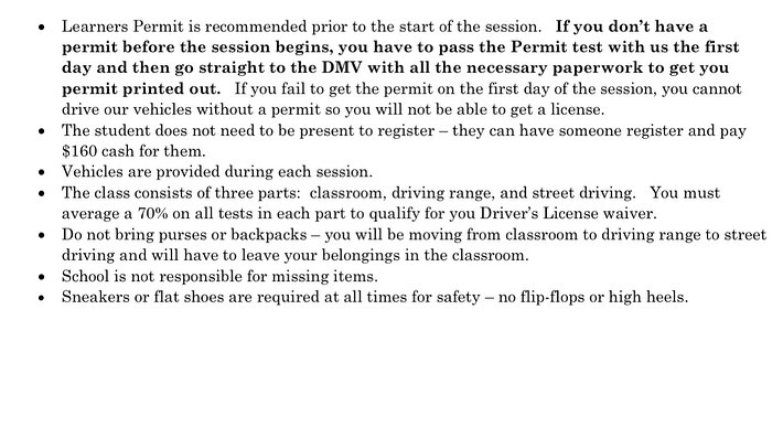 Registration for Session 2 of the After School Drivers Ed Classes offered at Atlantic Coast is coming up.