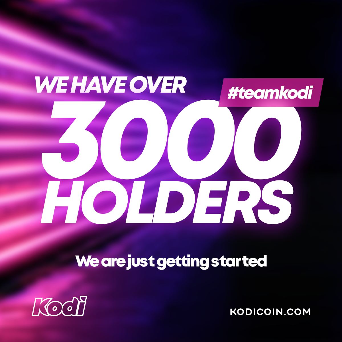 Kodi_Coin's tweet photo. $KODI just reached another milestone.
We have over 3000 holders and it's getting more minute by minute. 
We are proud of our community.

#TEAMKODI @elonmusk #bts #JustinBieber #advertisement #crypto #BNB #Binance #CMC https://t.co/ua9O8XBSPw