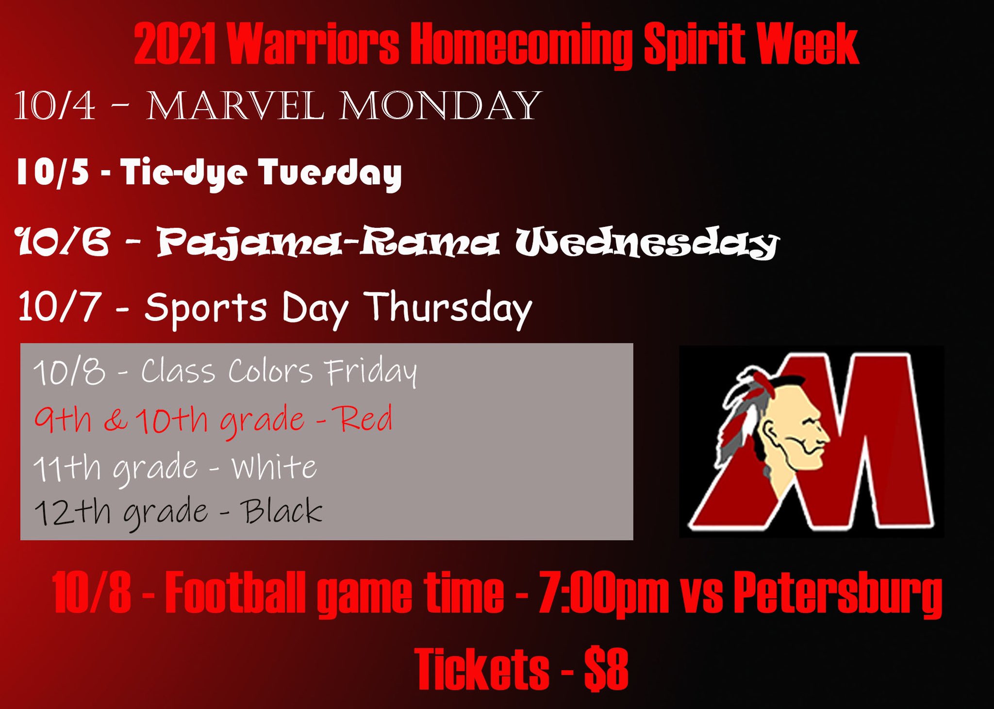 Matoaca High School on Twitter "It’s Week!!! Show your spirit Warriors! And in case