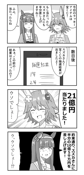マチカネフクキタルとサイレンススズカと宝くじ #ウマ娘 