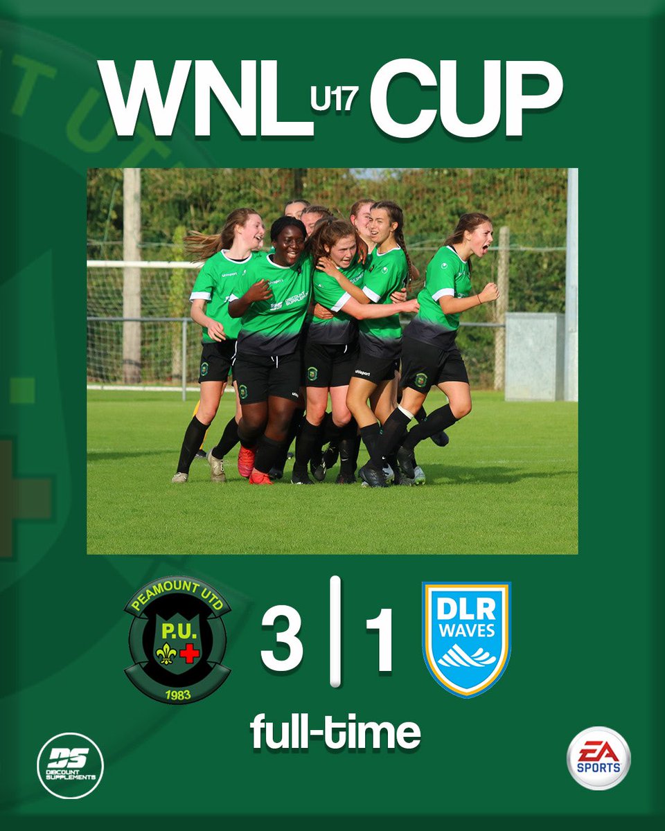 peamountutdfc's tweet photo. CUP GAME- QUARTERFINALS- WIN 🏆
Peas U17 Squad take the win today versus @DLRWaves in a 3-1 victory with goals scored by Aoibhe Fleming, Scarlett Heron & Meadbh Monaghan 🙌
@FAIreland
@LoiWomen
@EASPORTS
@DiscountSupp
#wnl #u17wnl #peautdfc #gopeamount https://t.co/kSvRPhA22P