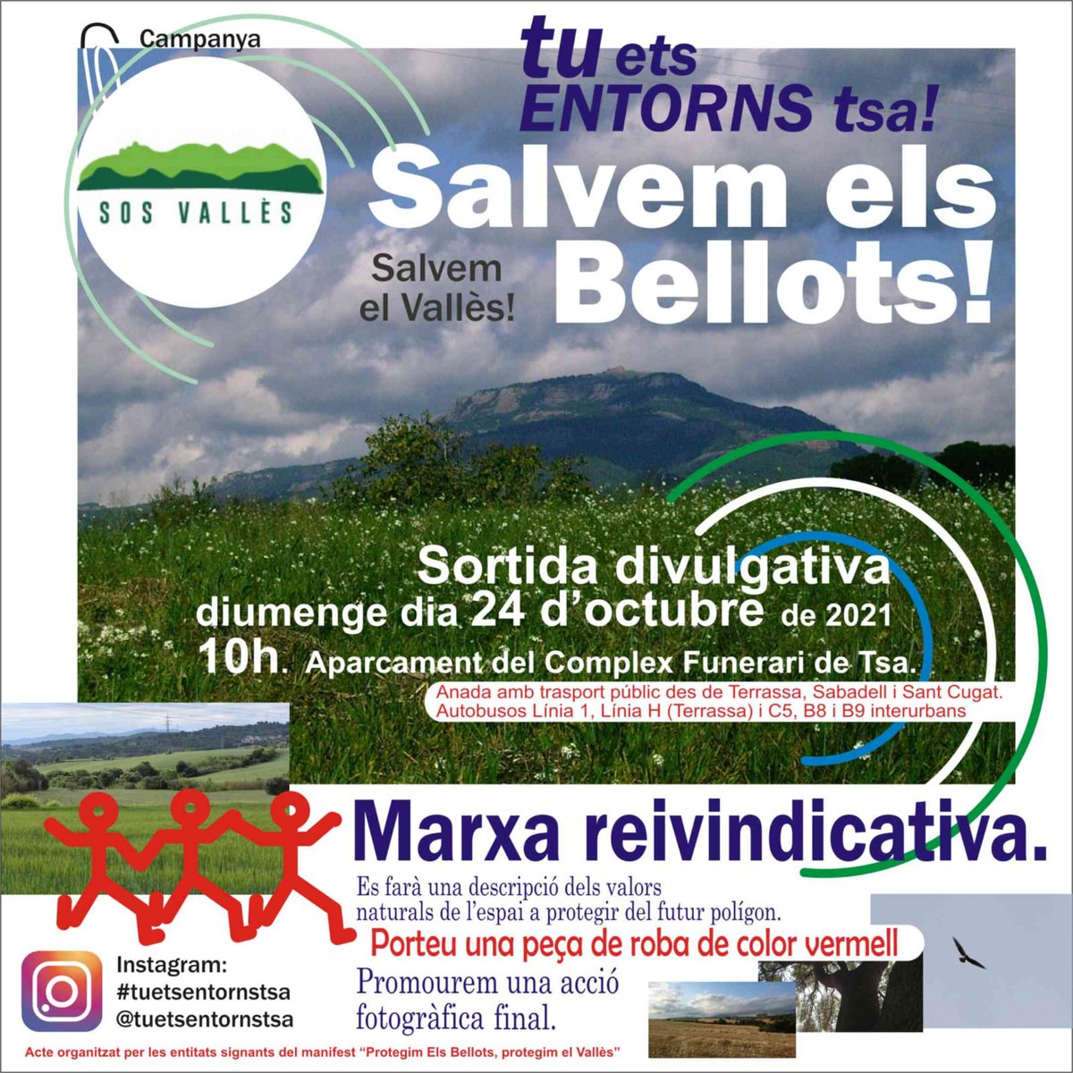 Salvem els Bellots.
Jornada reenvicativa!!
Diumenge 24 d'octubre de 2021. A les 10h. Aparcament del Complex Funerari de Tsa.