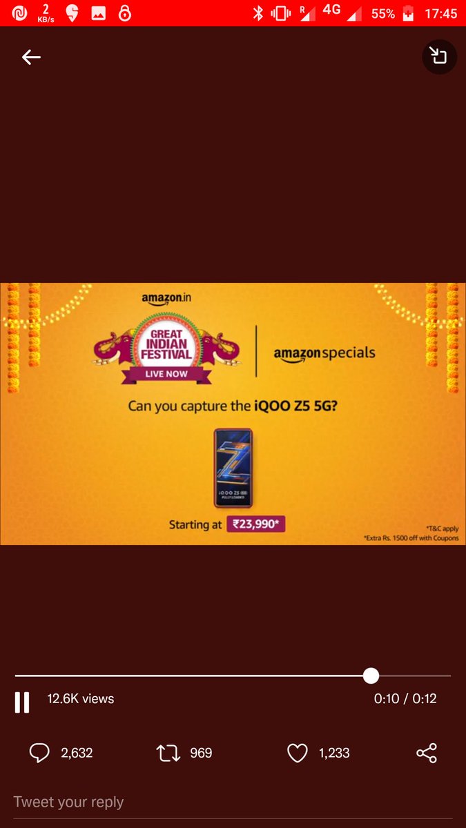 ItsGovind123's tweet photo. @amazonIN Here's my perfect screenshot without pausing the video😌

#AmazonGreatIndianFestival #iQOOZ55GOnAmazon #Amazon 
@amazonIN https://t.co/lKyAgSA2dW