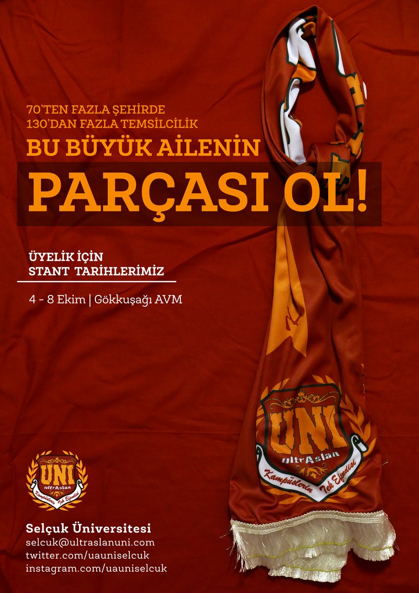 BU BÜYÜK AİLENİN PARÇASI OL! 

4-5-6-7-8 Ekim tarihlerinde Gökkuşağı AVM'de üye kayıtlarımız başlayacaktır. Aramıza katılmak isteyen tüm kardeşlerimiz stantımıza gelerek bilgi alabilirler. 

#KampüslerinTekEfendisi
#ultrAslanUNI
