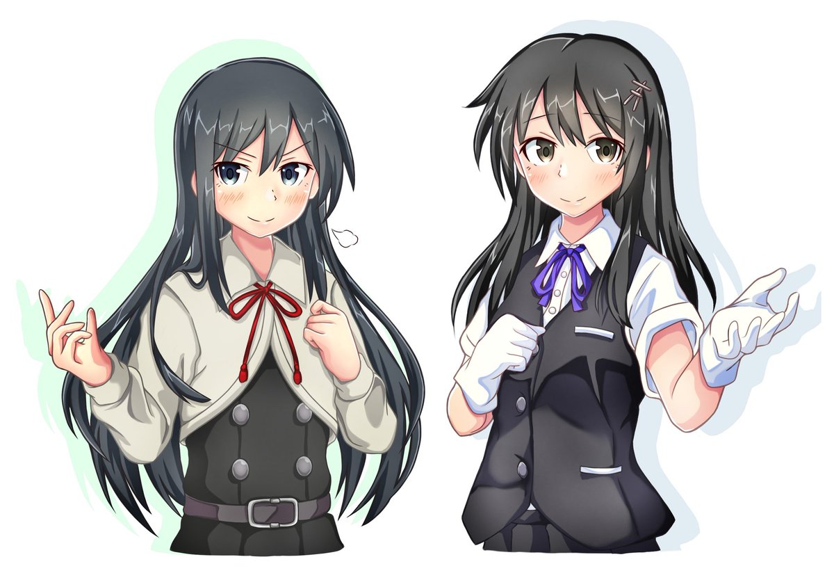 #過去絵と現在絵を比較してみようキャンペーン #艦これ
朝潮と親潮 1年4ヶ月後位 