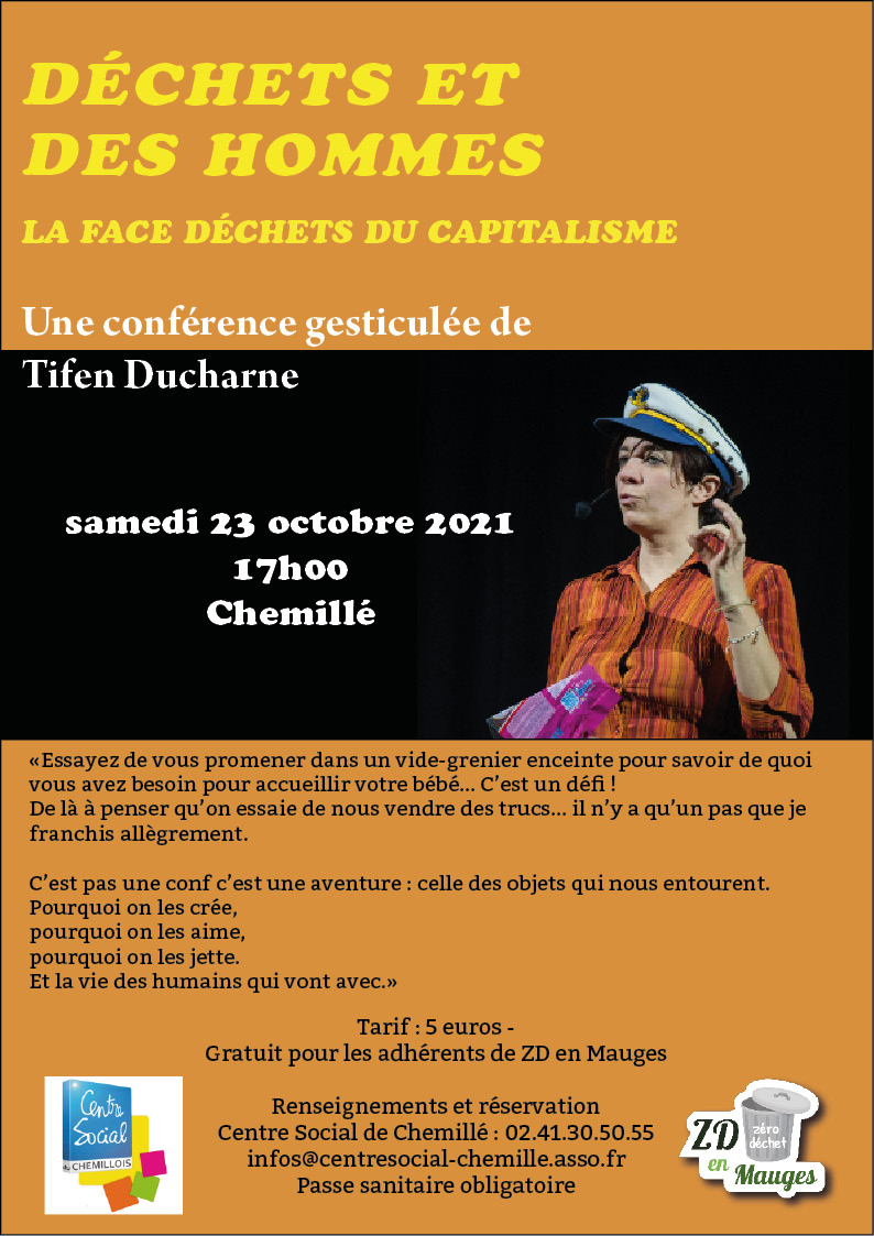 ZDMauges's tweet image. Conférence gesticulée sur la surconsommation et les déchets avec @typhontifen le 23 octobre prochain à 17h00 à Chemillé, en partenariat avec le centre social du Chemillois. Réservations conseillées :) #ZeroDechet #MaineEtLoire #consommation