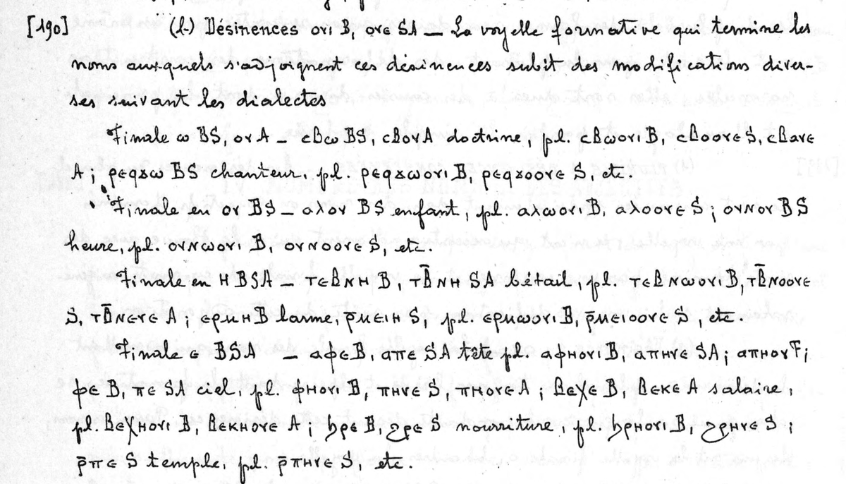 adamcmccollum's tweet photo. Marius Chaîne's (1873-1960) rich, handwritten /Eléments de grammaire dialectale copte: bohairique, sahidique, achmimique, fayoumique/ (Paris, 1933), here from pp. 98 and 471
#coptic #copticdialects #copticgrammar ✍️ https://t.co/poHN9ftPKF