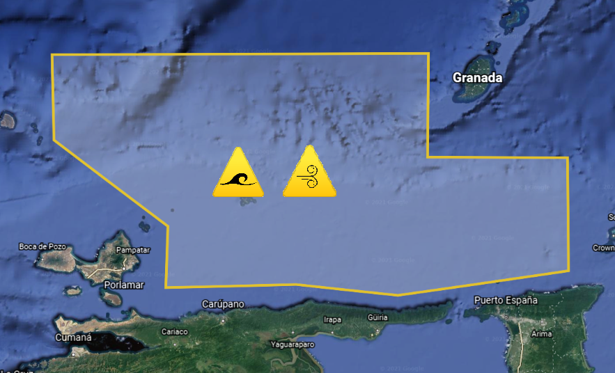 meteoesparta's tweet photo. Ligero incremento del oleaje se estima a partir de la noche de este #03Oct hasta primeras horas del martes #05Oct en áreas marítimas entre Granada y Margarita, por acción de vientos alisios vigorosos. Se recomienda precaución a la hora de realizar actividades en mar abierto. https://t.co/IjnkohMOnt