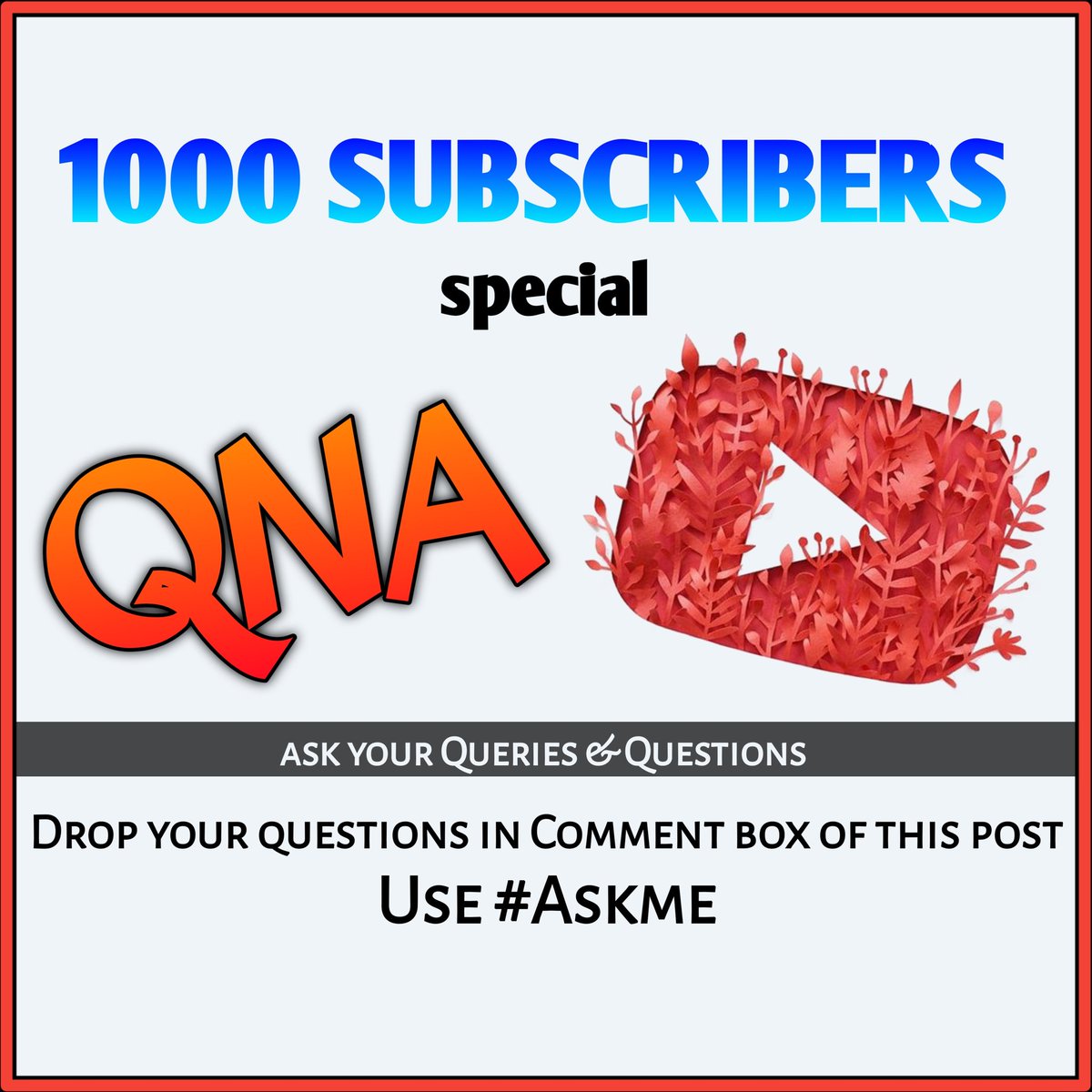 techthreads02's tweet image. We are organizing 1000 SUBSCRIBERS special QNA.
🔥🔥🔥🔥🔥🔥🔥🔥🔥🔥🔥
You can ask anything to me (e.g. About YouTube, My life, your doubts about youtube, and many things )
#QNA #Askme #1000qna
Link: youtube.com/post/UgwuRJ6_V…